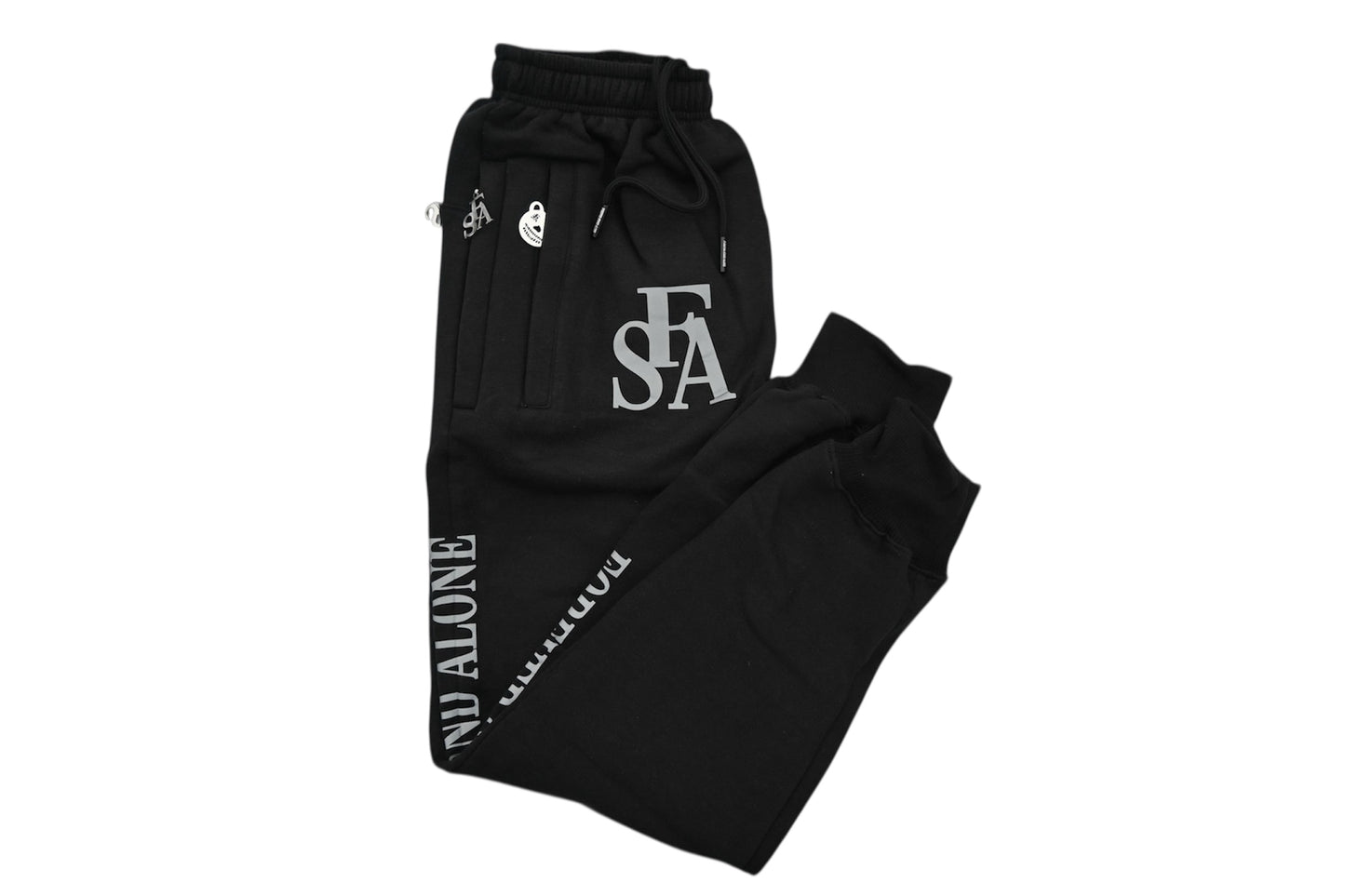 FSA Black Reflective Double Zipper Sweatpants