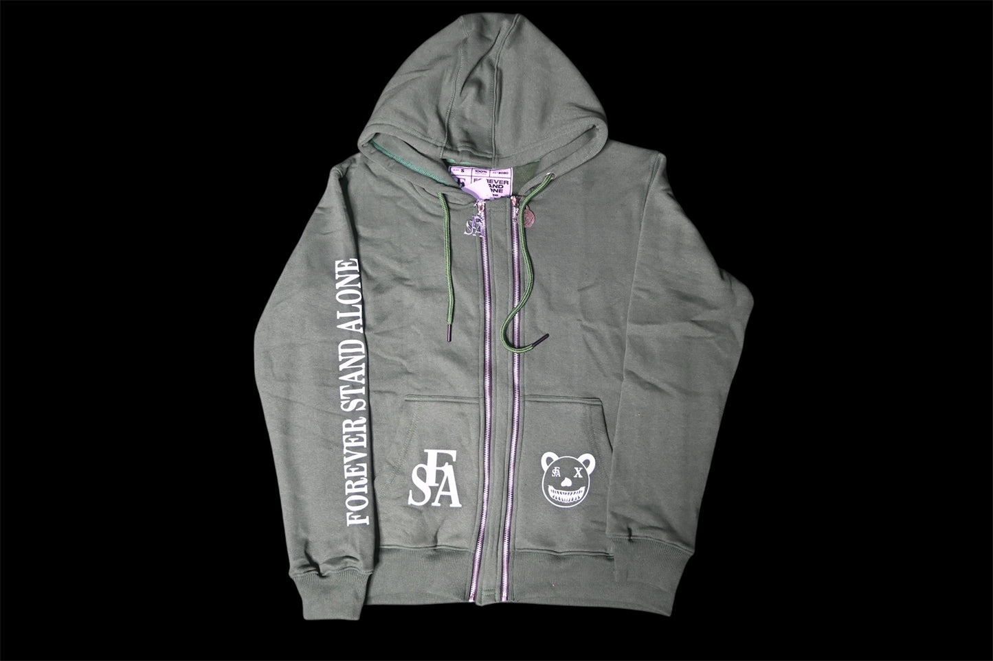 FSA Green Reflective Double Zipper Hoodies