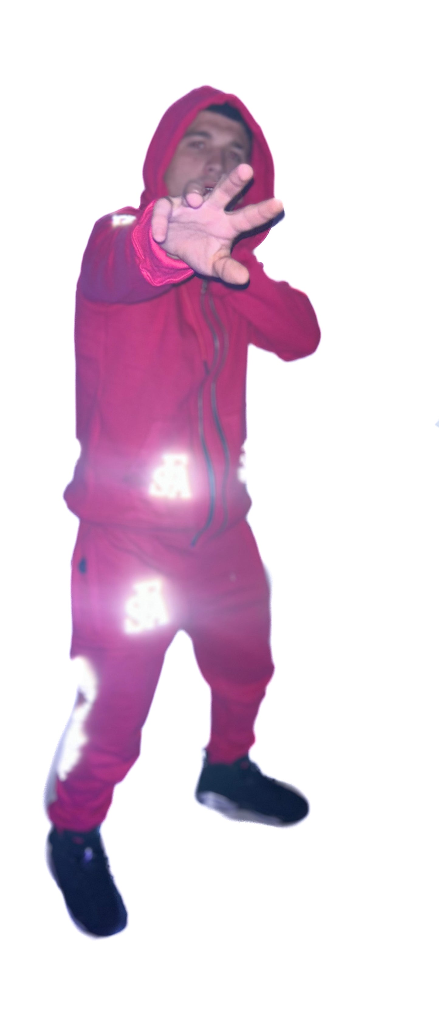 FSA Pink Reflective Double Zipper Hoodies