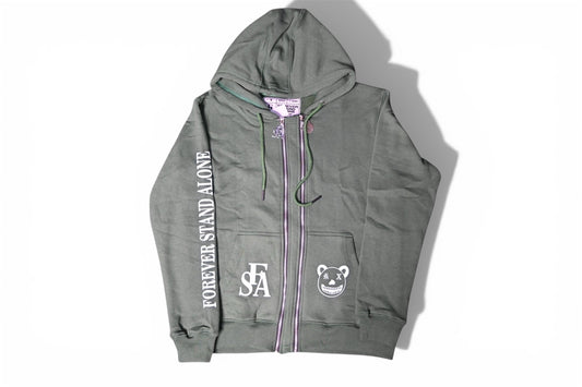 Green Reflective Double Zipper Hoodies