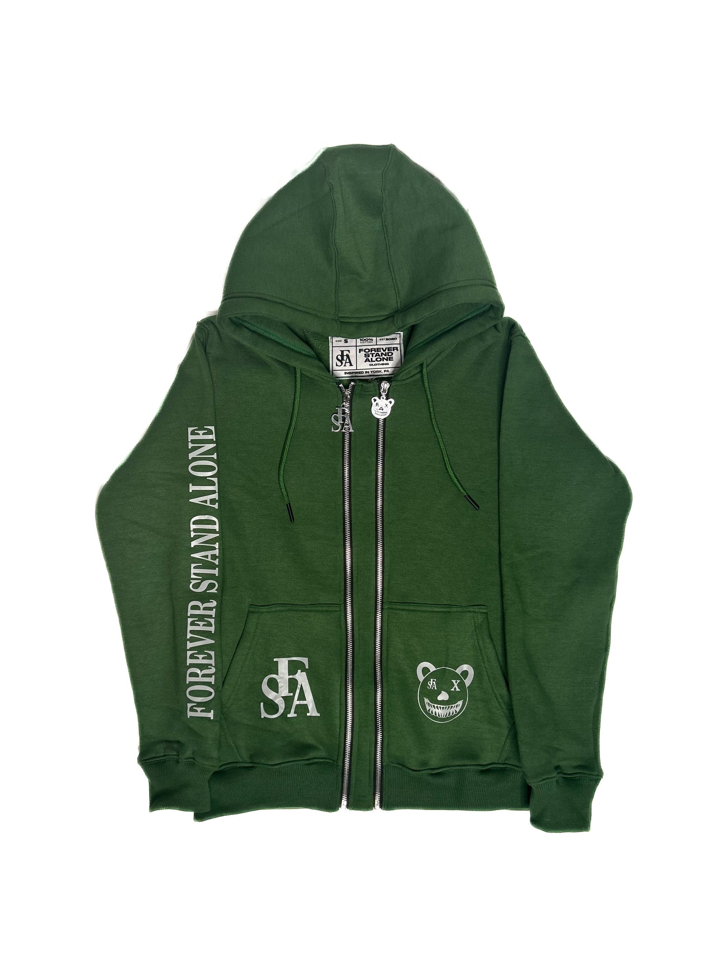 FSA Green Reflective Double Zipper Hoodies