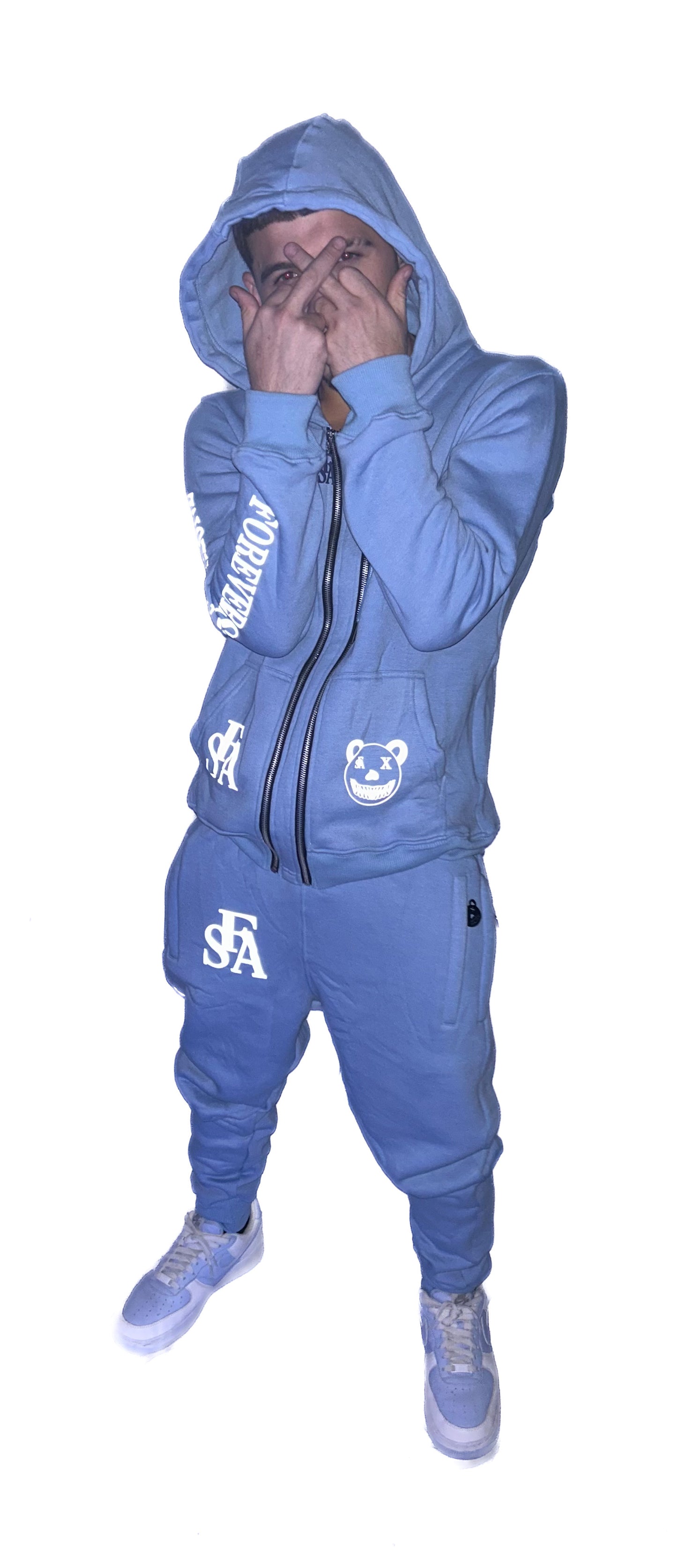 FSA Blue Reflective Double Zipper Hoodies