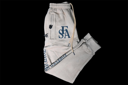 FSA Beige Reflective Double Zipper Sweatpants