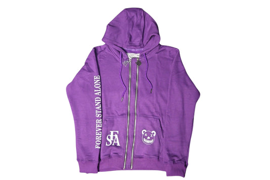 FSA Purple Reflective Double Zipper Hoodies