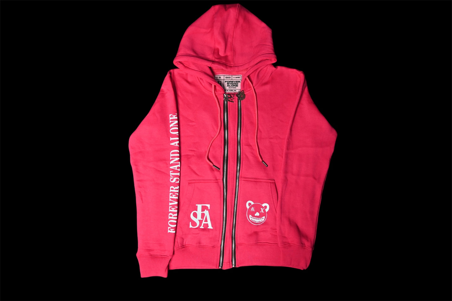 FSA Pink Reflective Double Zipper Hoodies
