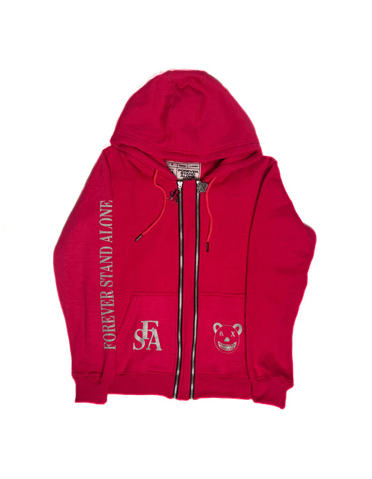 FSA Pink Reflective Double Zipper Hoodies