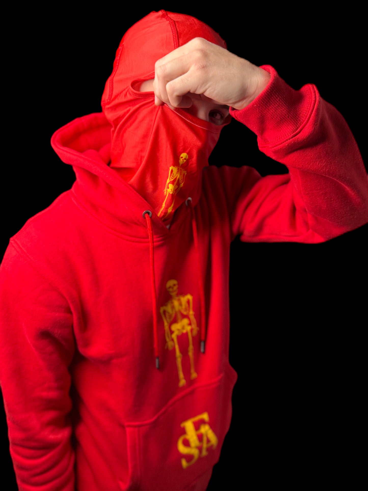 Red Skeleton Ski Mask With Pockets