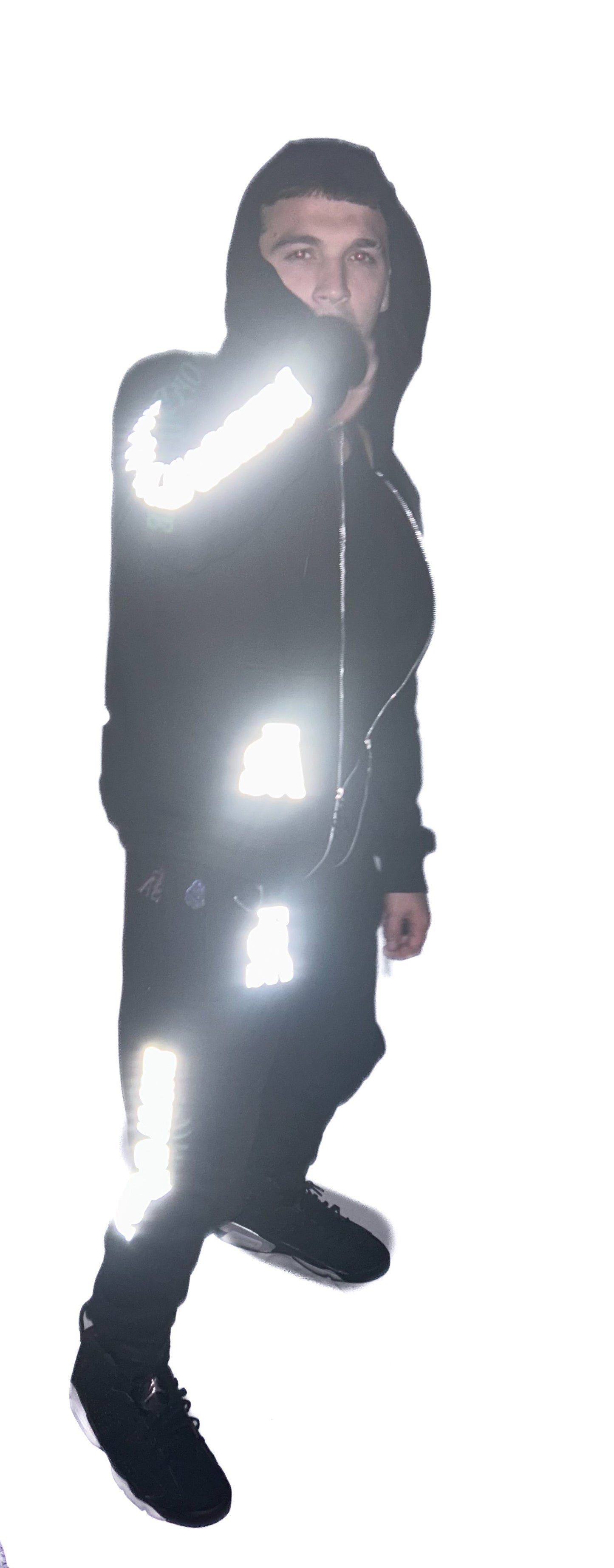 FSA Black Reflective Double Zipper Hoodies