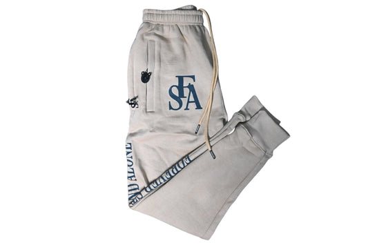 FSA Beige Reflective Double Zipper Sweatpants