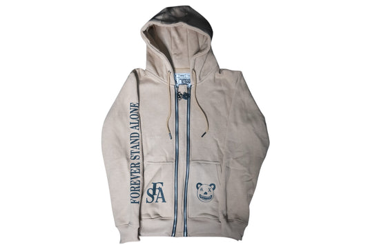 FSA Beige Reflective Double Zipper Hoodies