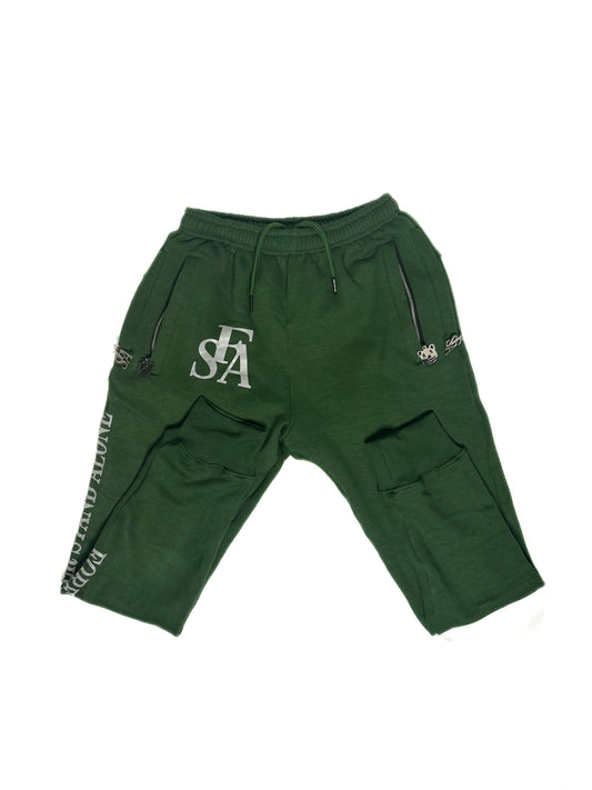 FSA Green Reflective Double Zipper Sweatpants