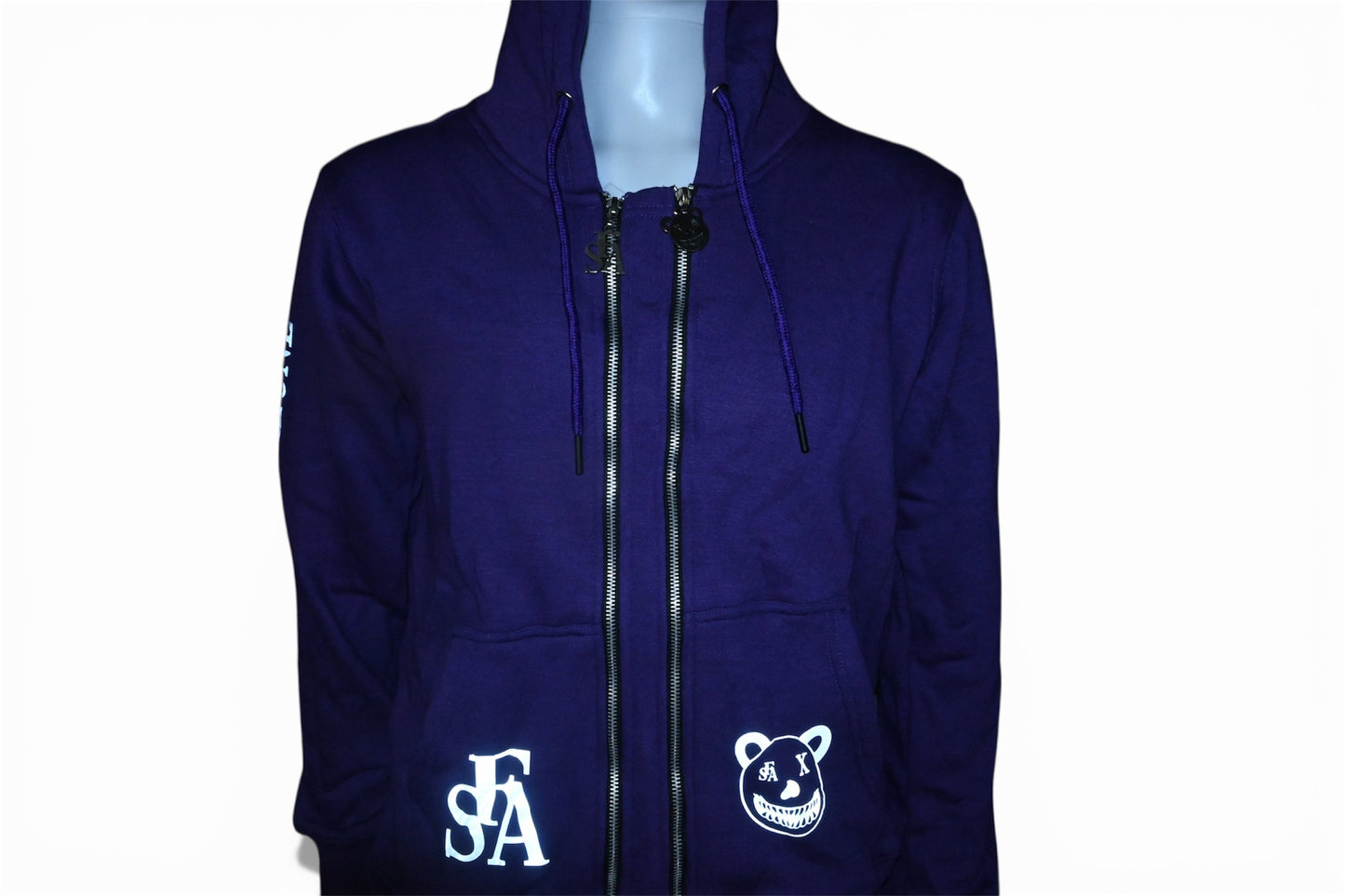 Purple Reflective Double Zipper Sets