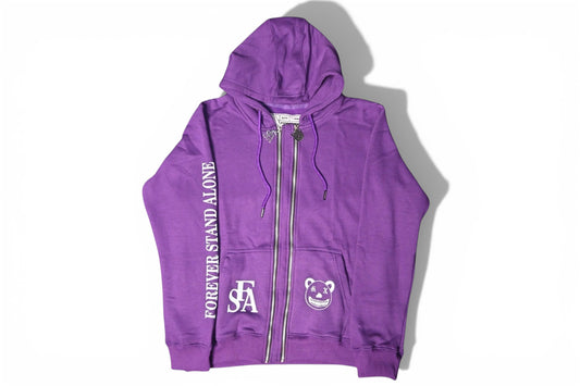 Purple Reflective Double Zipper Hoodies