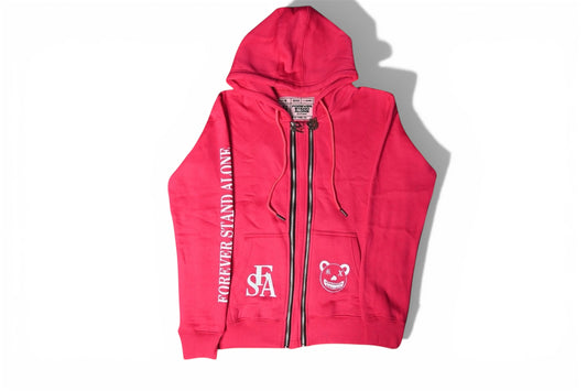 Pink Reflective Double Zipper Hoodies