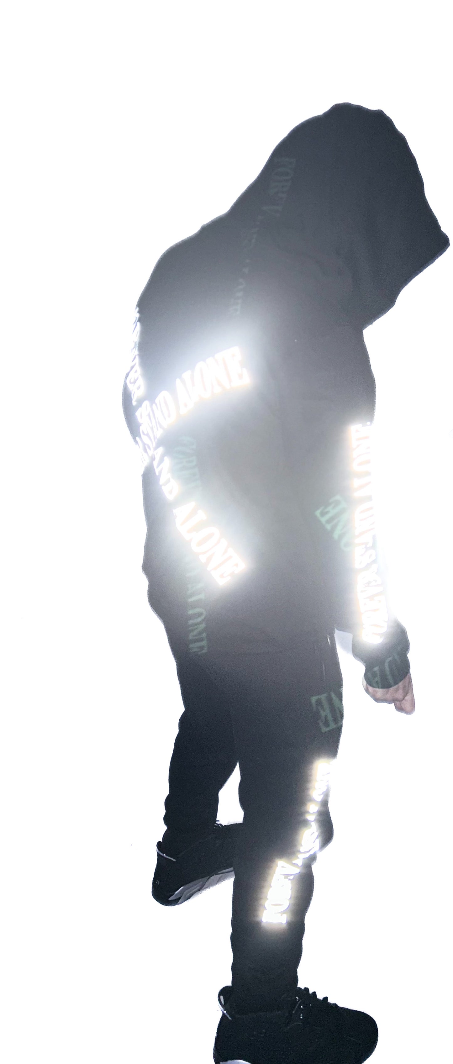 FSA Black Reflective Double Zipper Hoodies