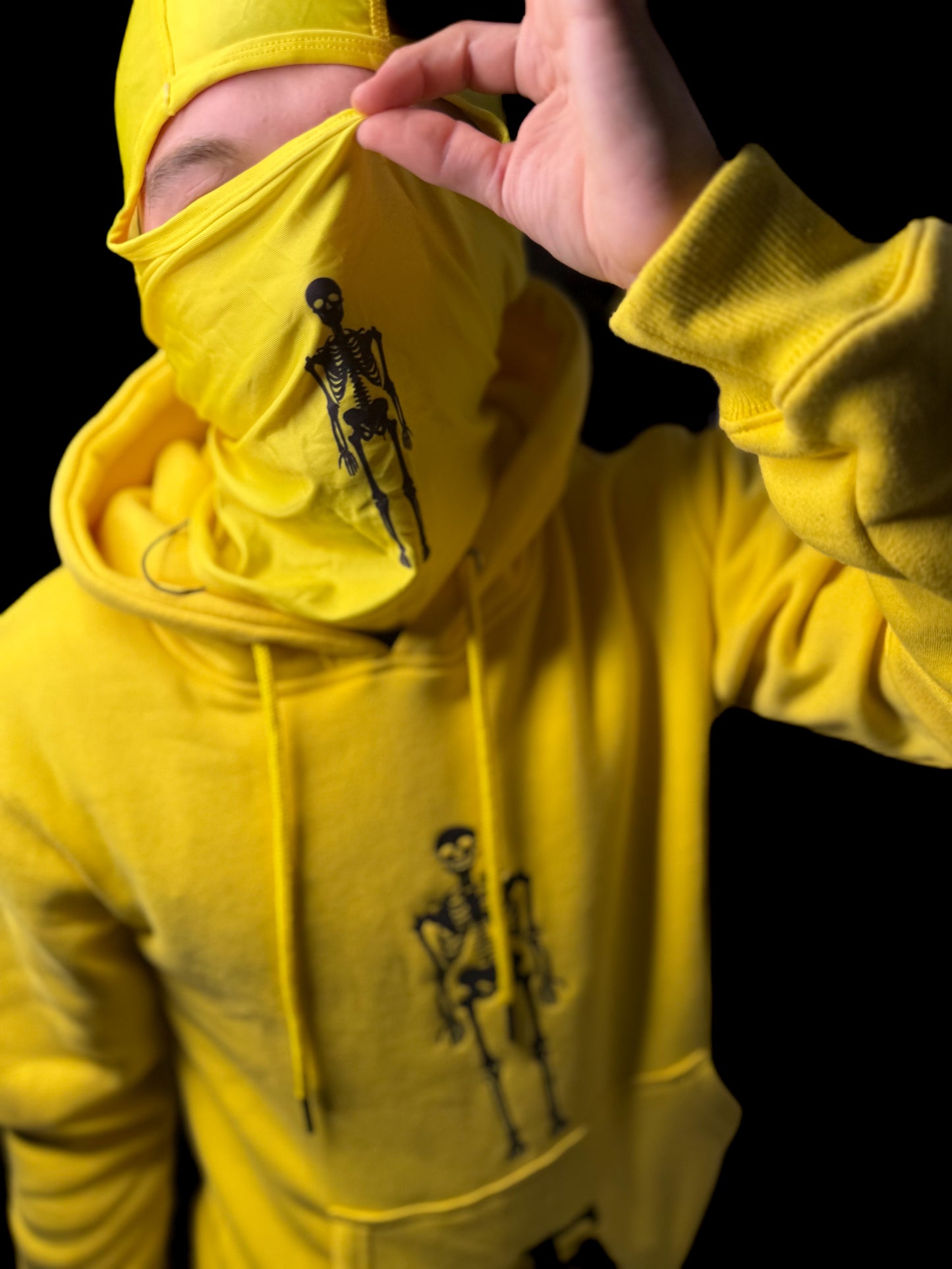 Yellow Skeleton Ski Mask With Pockets