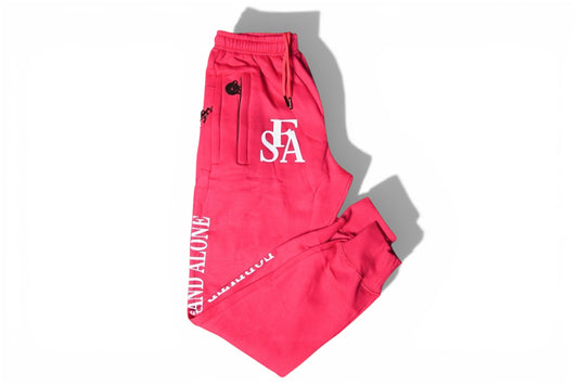 Pink Reflective Double Zipper Sweatpants