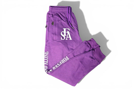Purple Reflective Double Zipper Sweatpants