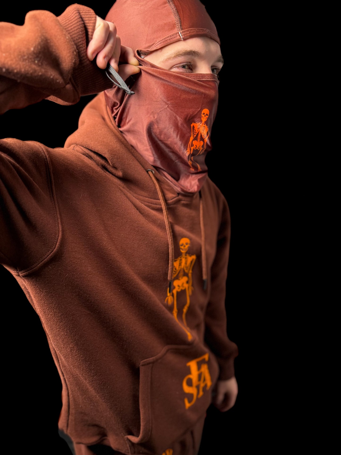 Brown Skeleton Ski Mask With Pockets