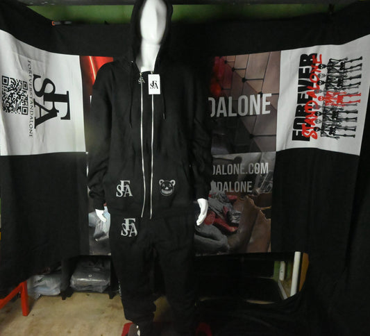 FSA Black Reflective Double Zipper Hoodies