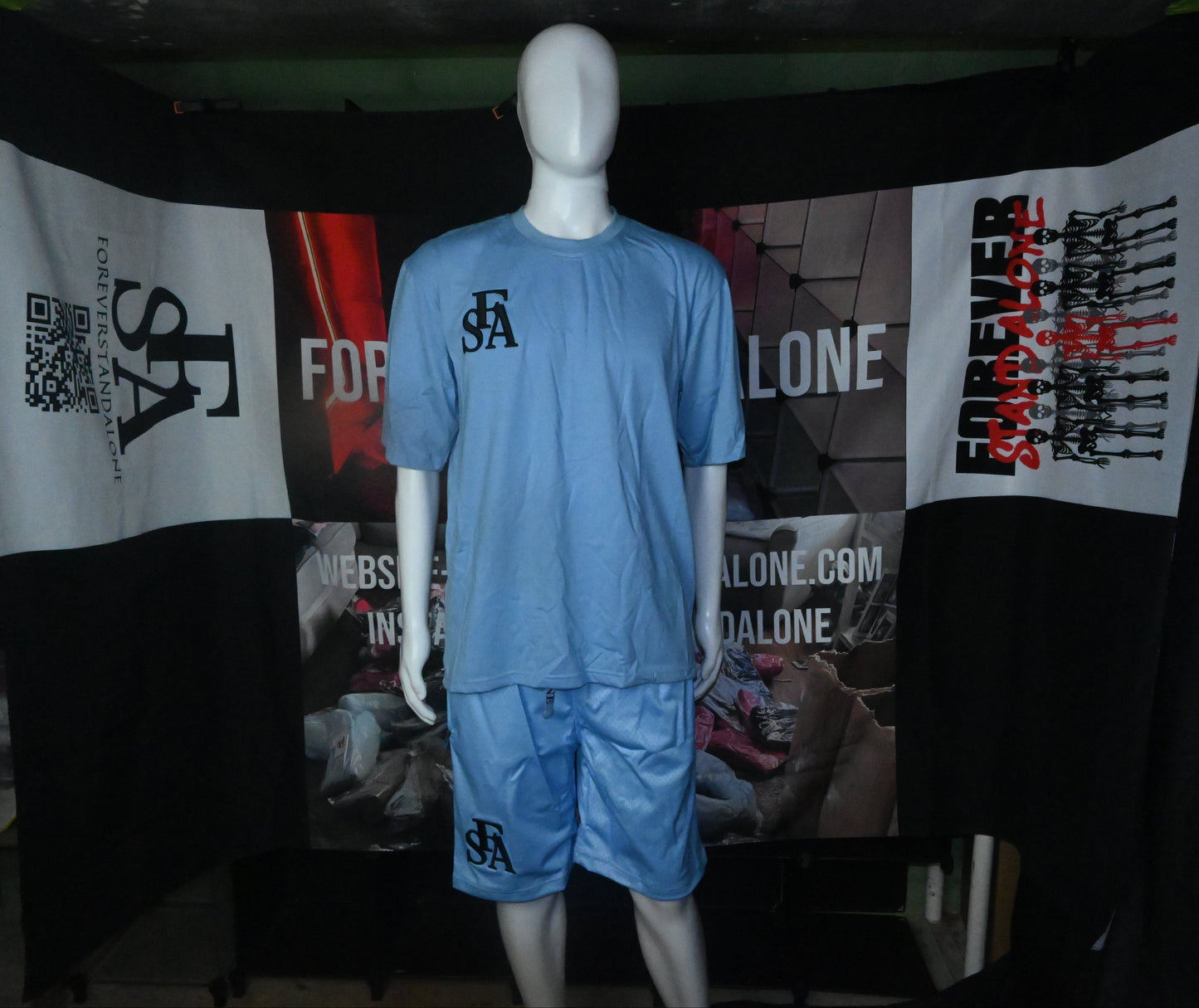 Baby Blue Take Control Mesh Shorts Sets